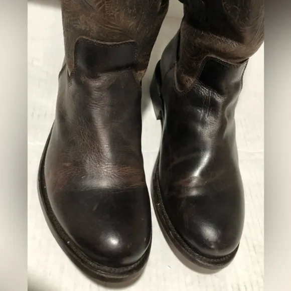 J B Dillon Etching Leather Boots