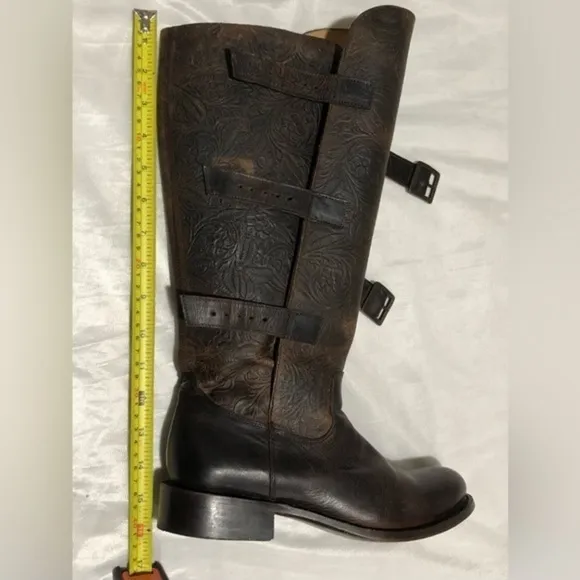 J B Dillon Etching Leather Boots