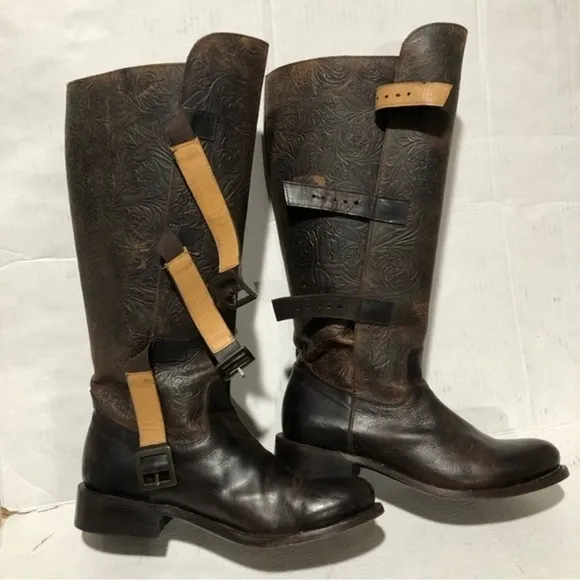 J B Dillon Etching Leather Boots