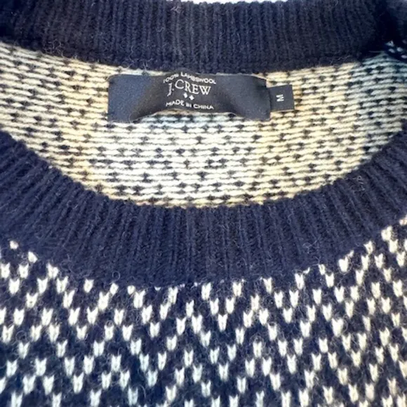 J CREW Classic Zig Zag Lambswool Sweater Size Medium​​​​​​​​