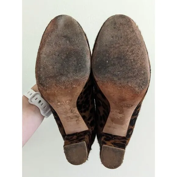 J. Crew Collection Size 8 Leopard Print Animal Hair Chunky Heel Pumps Calf Hair