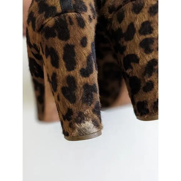 J. Crew Collection Size 8 Leopard Print Animal Hair Chunky Heel Pumps Calf Hair