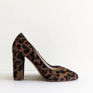 J. Crew Collection Size 8 Leopard Print Animal Hair Chunky Heel Pumps Calf Hair
