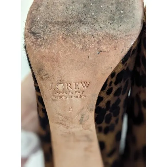 J. Crew Collection Size 8 Leopard Print Animal Hair Chunky Heel Pumps Calf Hair