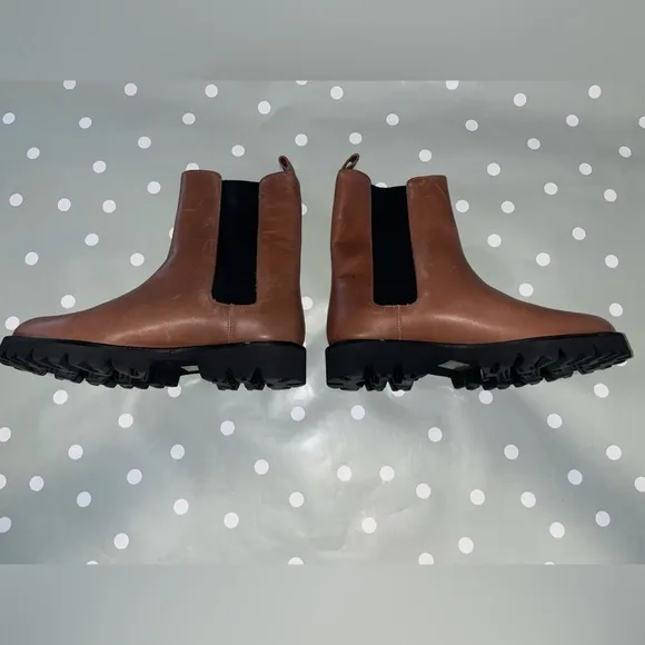 J. Crew Gwen lug sole high shaft Chelsea boots in leather BA187 Brown 8