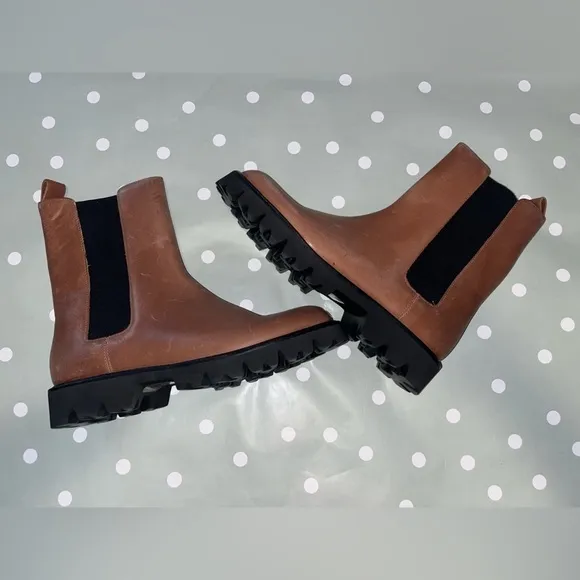 J. Crew Gwen lug sole high shaft Chelsea boots in leather BA187 Brown 8