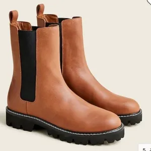 J. Crew Gwen lug sole high shaft Chelsea boots in leather BA187 Brown 8