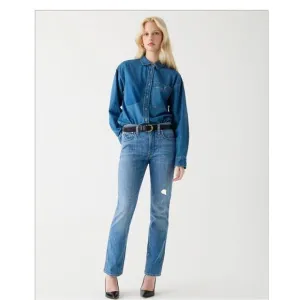 J. Crew NWT Women's Vintage 9in Straight Leg Medium Wash Raw Hem Jeans-‎ 32 Tall