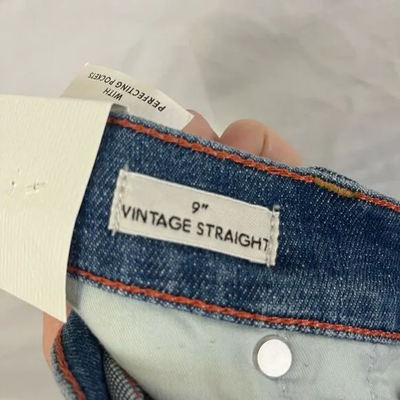 J. Crew NWT Women's Vintage 9in Straight Leg Medium Wash Raw Hem Jeans-‎ 32 Tall