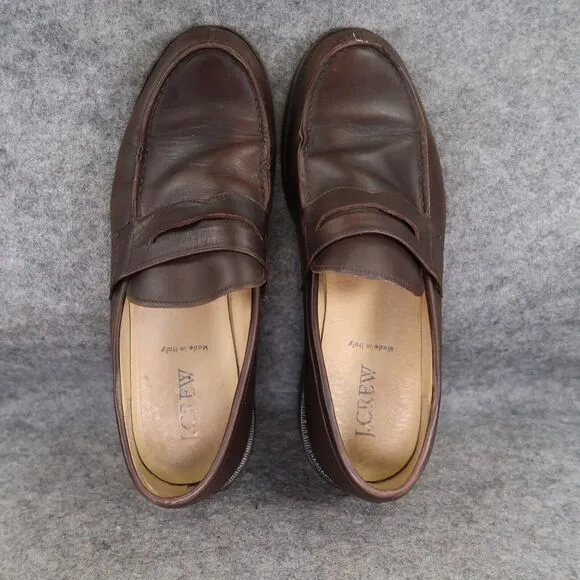 J Crew Shoes Mens 9 Penny Loafer Leather Slip On Classic Lifestyle Moc Toe Brown