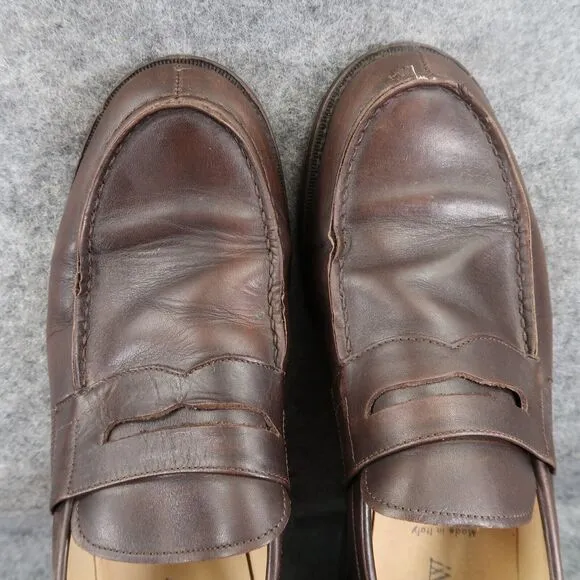 J Crew Shoes Mens 9 Penny Loafer Leather Slip On Classic Lifestyle Moc Toe Brown