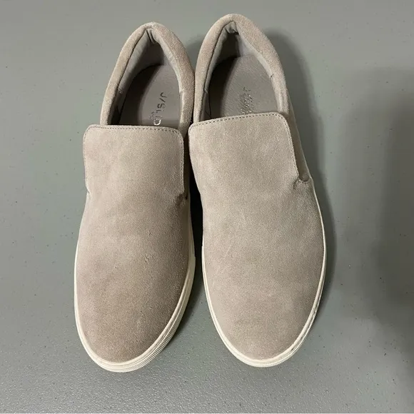 J Slides Sneakers Slip On Women's 11 Gray Leather Suede Upper Lining