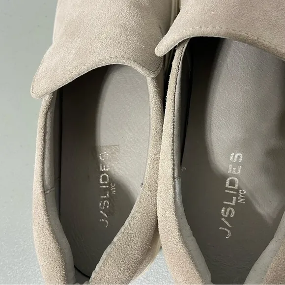 J Slides Sneakers Slip On Women's 11 Gray Leather Suede Upper Lining