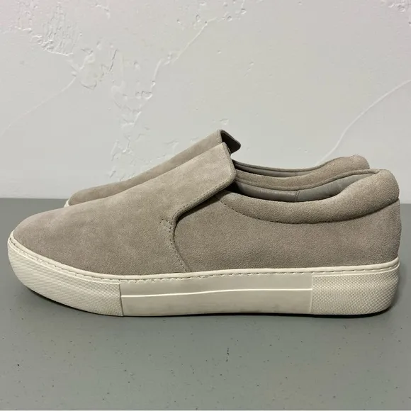 J Slides Sneakers Slip On Women's 11 Gray Leather Suede Upper Lining