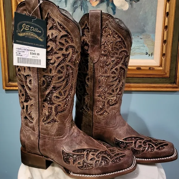 J.B. Dillon Sequence Leather Western Boots