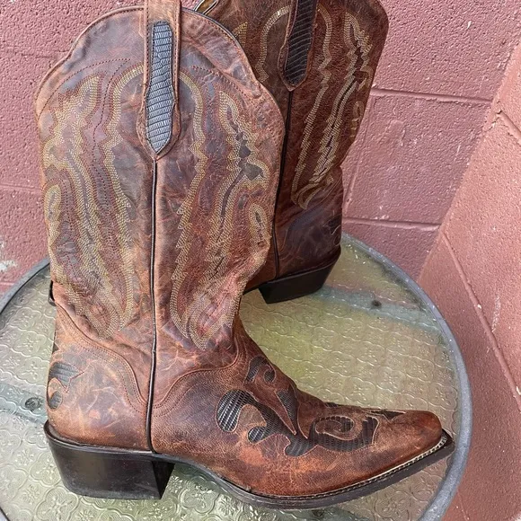 J.B. Dillon Western Goat Leather Cowboy Boots Size 11.5 D