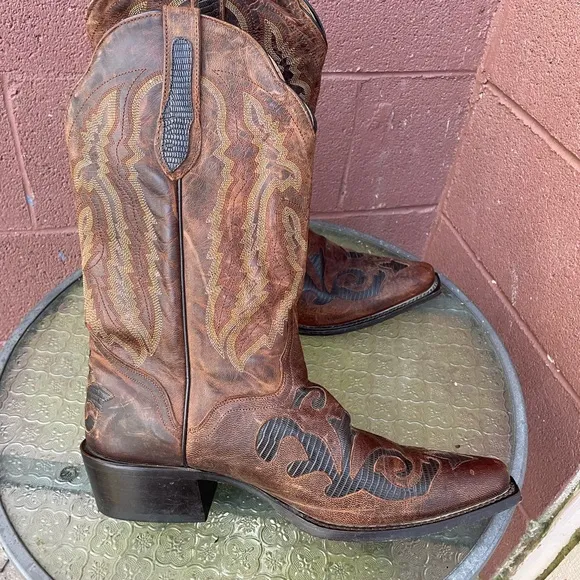 J.B. Dillon Western Goat Leather Cowboy Boots Size 11.5 D