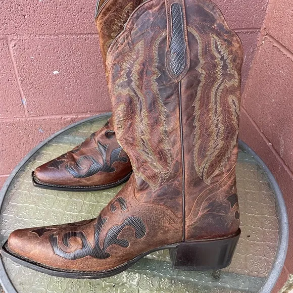 J.B. Dillon Western Goat Leather Cowboy Boots Size 11.5 D