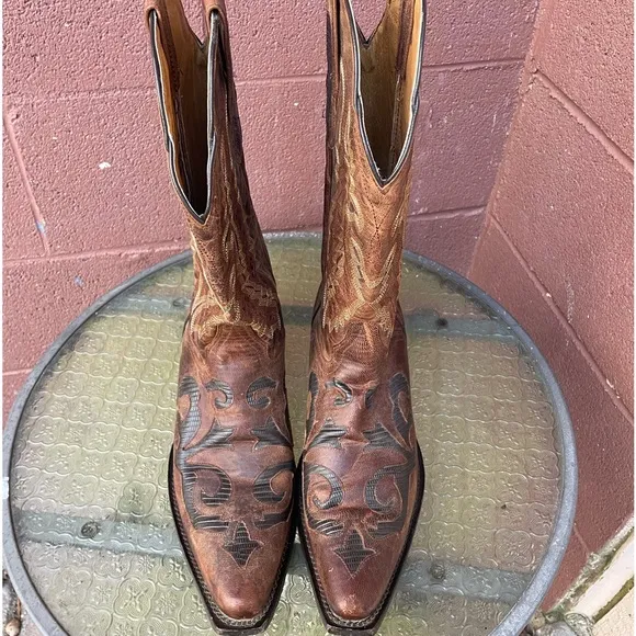 J.B. Dillon Western Goat Leather Cowboy Boots Size 11.5 D