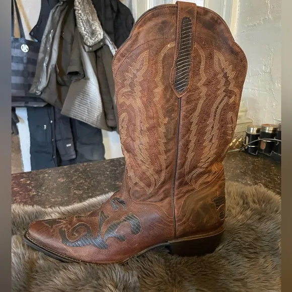 J.B. Dillon Western Goat Leather Cowboy Boots Size 11.5 D