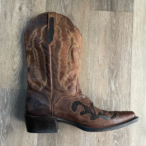 J.B. Dillon Western Goat Leather Cowboy Boots Size 11.5 D
