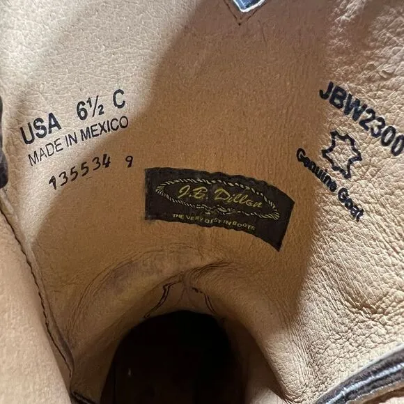 Jb Dillon Genuine goat leather‎ weatern boots Womens 6.5 wide
