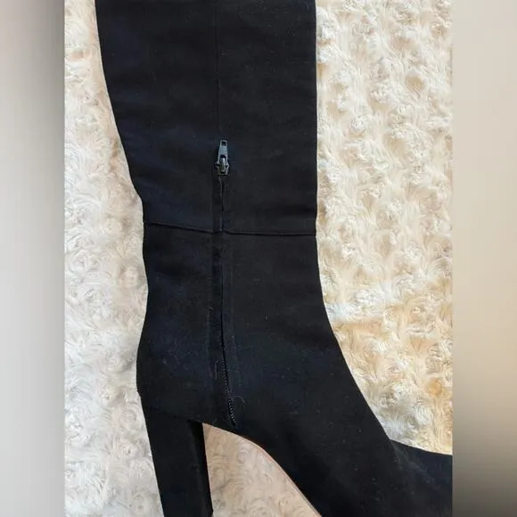 Jean-Michel Cazabat Paris Black Suede Over the Knee Heeled Boots 38.5 8