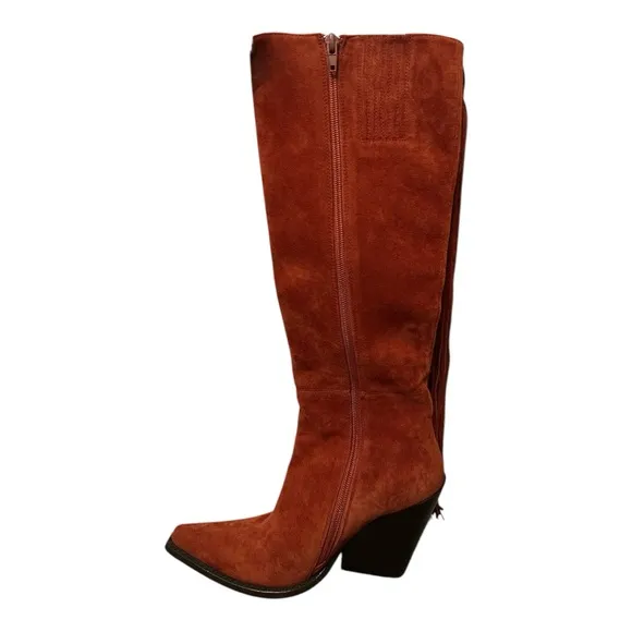 Jeffrey Campbell Fringed Western Rust Boots Size 6