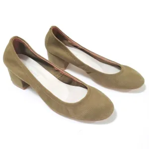 Jeffrey Campbell Green Bitsie 2 Perforated Suede Round Toe Pump Heeled Slip Ons