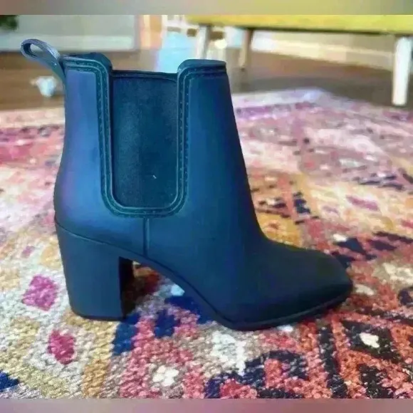 Jeffrey Campbell Hurricane Waterproof Chelsea Rain Boots Matte Black Heels