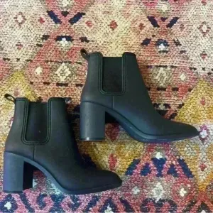 Jeffrey Campbell Hurricane Waterproof Chelsea Rain Boots Matte Black Heels