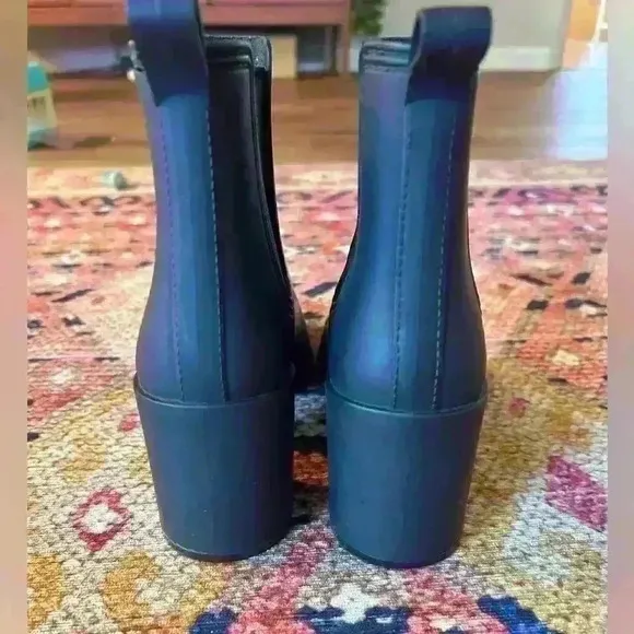 Jeffrey Campbell Hurricane Waterproof Chelsea Rain Boots Matte Black Heels