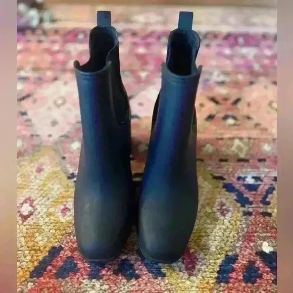 Jeffrey Campbell Hurricane Waterproof Chelsea Rain Boots Matte Black Heels