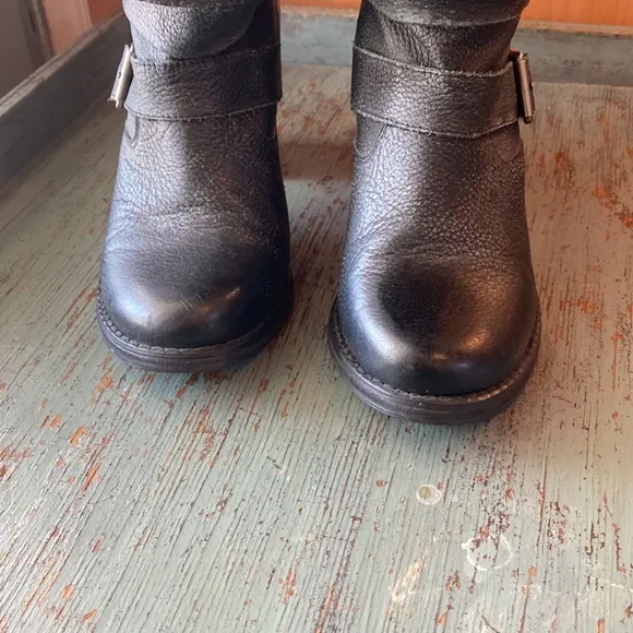 Jeffrey Campbell Ibiza Black Pebble Leather France Wrap Strap Boots Size 8 goth