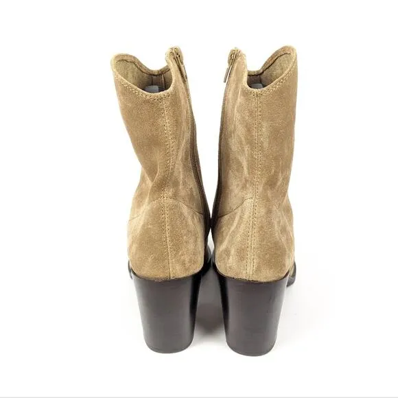 Jeffrey Campbell Jolena Natural Suede Western Point Toe Boots Size 10