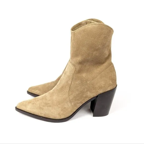 Jeffrey Campbell Jolena Natural Suede Western Point Toe Boots Size 10