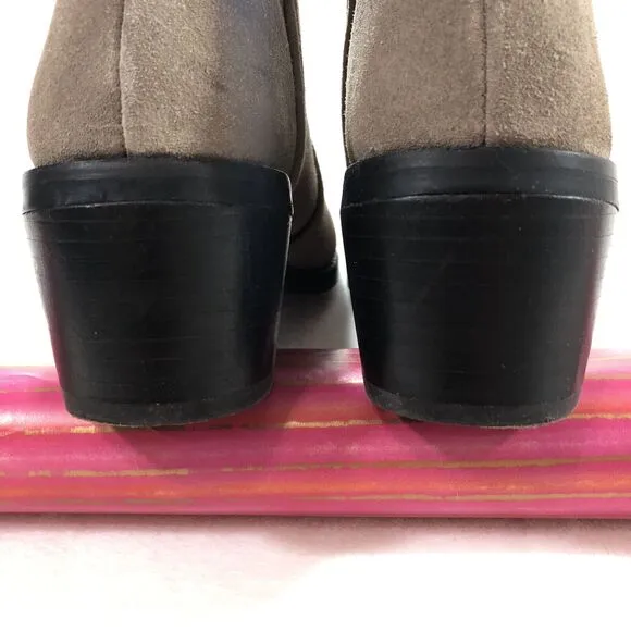Jeffrey Campbell Konda Ankle Boots Suede Leather Taupe Bootie Western Size 9