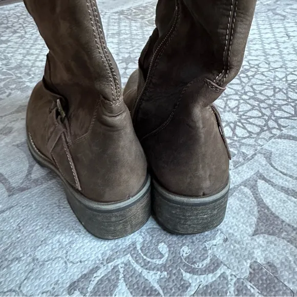 Jeffrey Campbell Leather Tall Riding Boots Distressed Brown Western Size 8