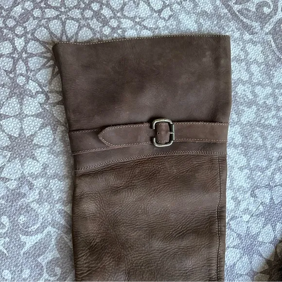 Jeffrey Campbell Leather Tall Riding Boots Distressed Brown Western Size 8