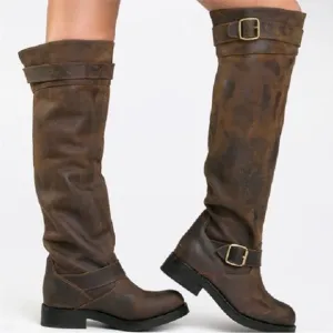 Jeffrey Campbell Leather Tall Riding Boots Distressed Brown Western Size 8