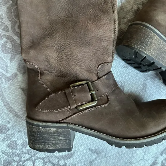 Jeffrey Campbell Leather Tall Riding Boots Distressed Brown Western Size 8