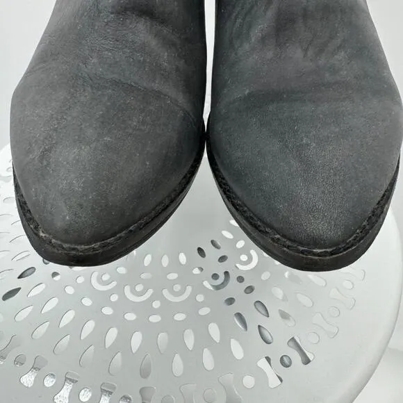 Jeffrey Campbell Rosmore gray nubuck leather zip ankle boots 7.5