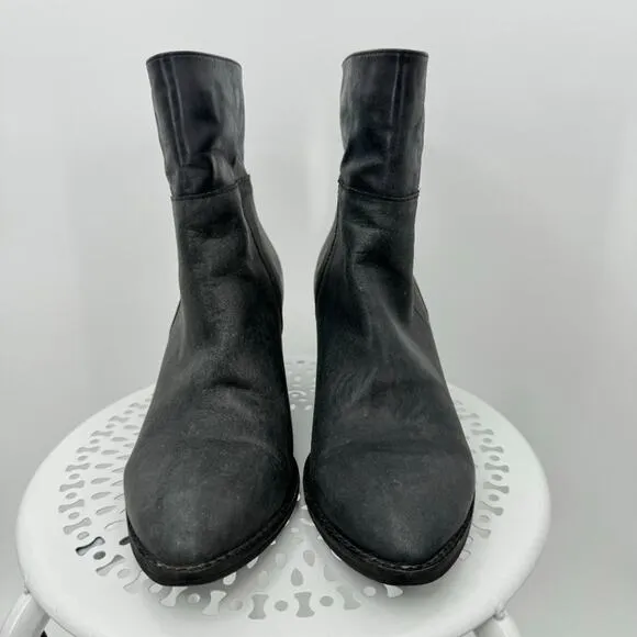 Jeffrey Campbell Rosmore gray nubuck leather zip ankle boots 7.5