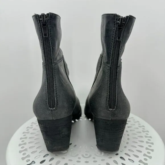 Jeffrey Campbell Rosmore gray nubuck leather zip ankle boots 7.5