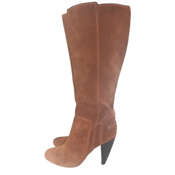 Jessica Simpson Brown Suede Knee High Boots Vernica Tall Heeled Boots sz 9 B