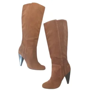 Jessica Simpson Brown Suede Knee High Boots Vernica Tall Heeled Boots sz 9 B