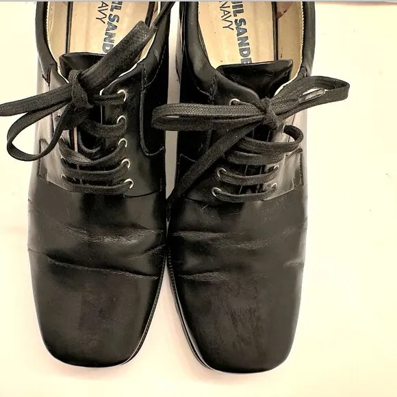 Jill Sander Navy - black tie shoes with ribbed soles in perfect condition!