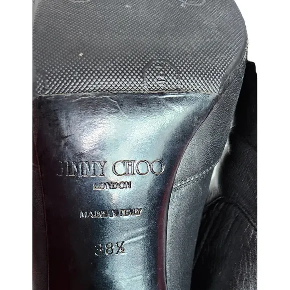 Jimmy Choo Black Leather Knee High Boots 38.5