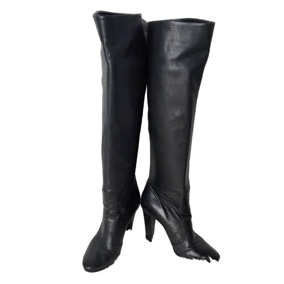 Jimmy Choo Black Leather Knee High Boots 38.5