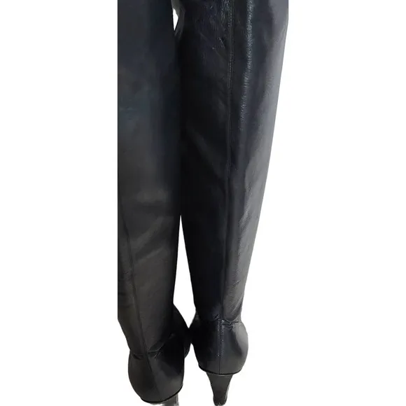 Jimmy Choo Black Leather Knee High Boots 38.5